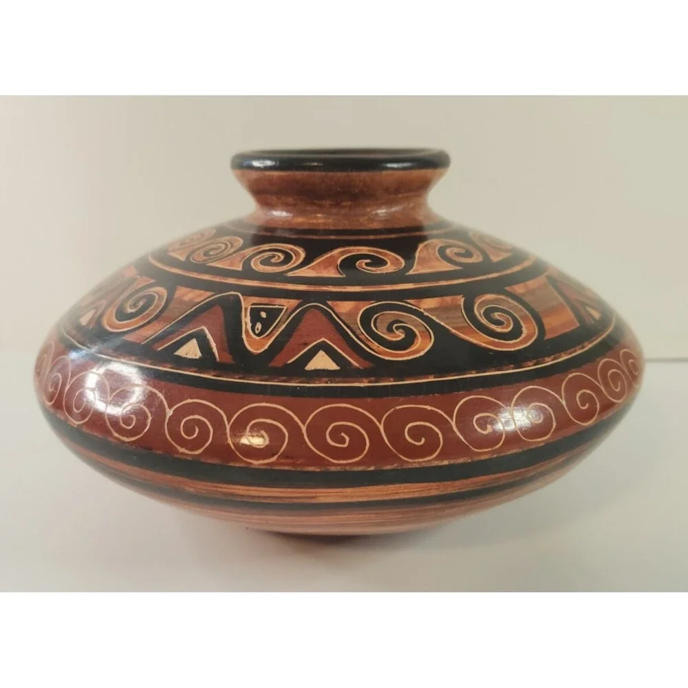 Guaitil Costa Rican Handcrafted & Painted Red Clay Chorotega Vase